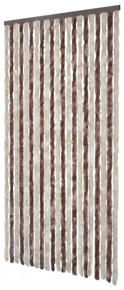 bézs és világosbarna zsenília rovarfüggöny 100 x 220 cm