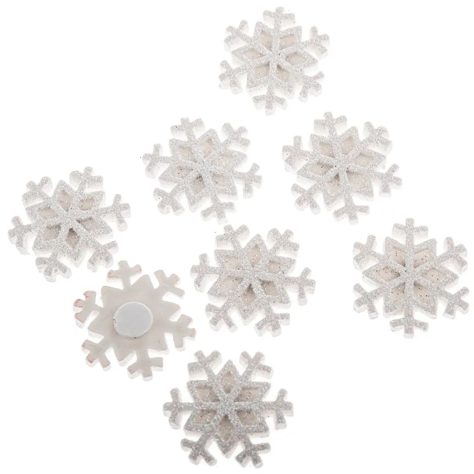Karácsonyi díszek szett Hópehely, 12 db, polirezín