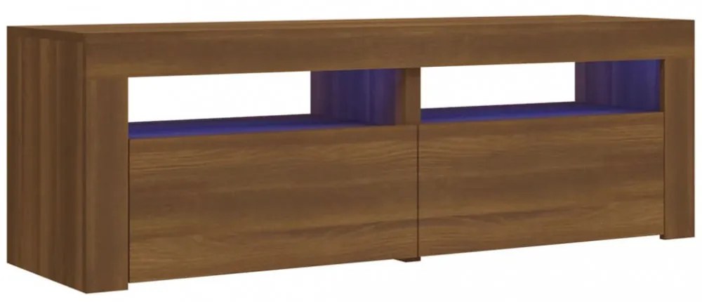 barna tölgyszínű TV-szekrény LED-világítással 120 x 35 x 40 cm