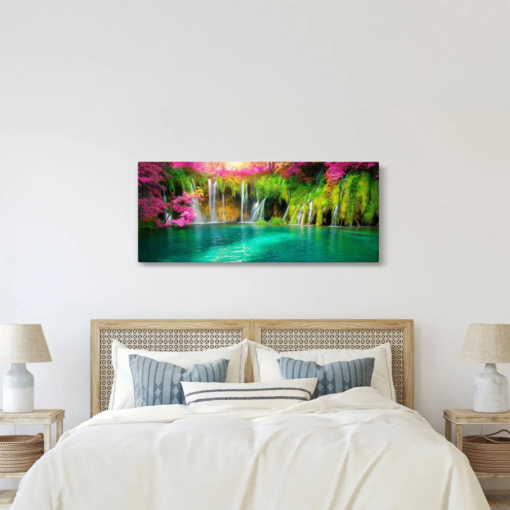 Kép - vízesés, Plitvicei-tavak, Horvátország (120x50 cm)