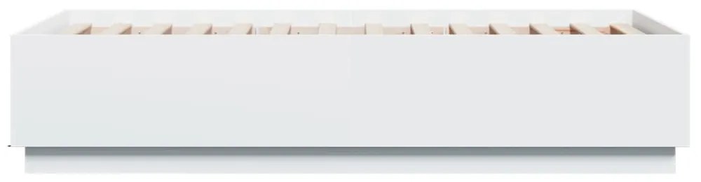 fehér szerelt fa ágykeret LED-világítással 90 x 190 cm