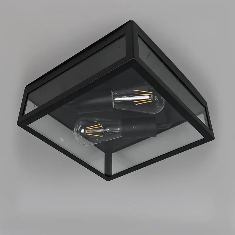 Ipari kültéri mennyezeti lámpa fekete 2 lámpás - Rotterdam