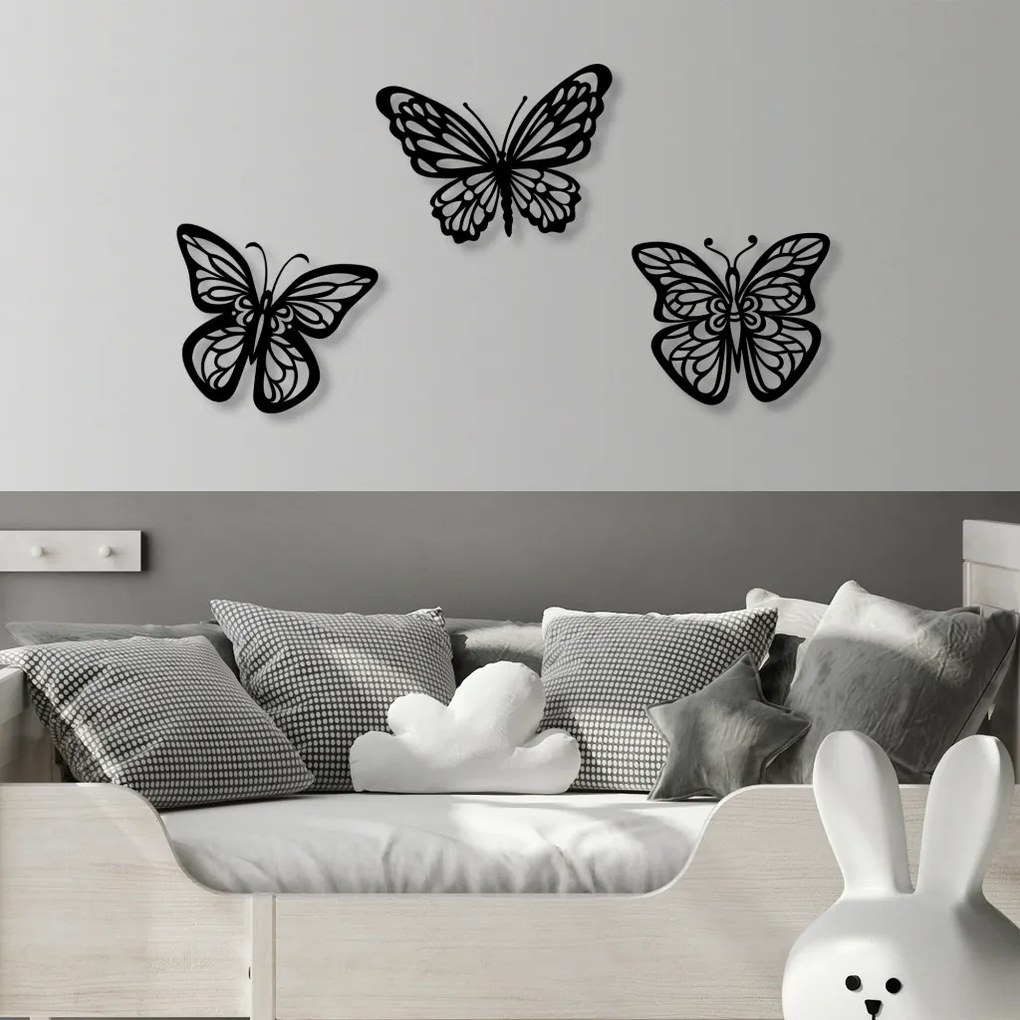 Butterflies fém fali dekoráció, 32×26 cm