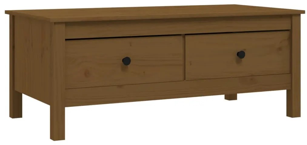 Mézbarna tömör fenyőfa dohányzóasztal 100 x 50 x 40 cm