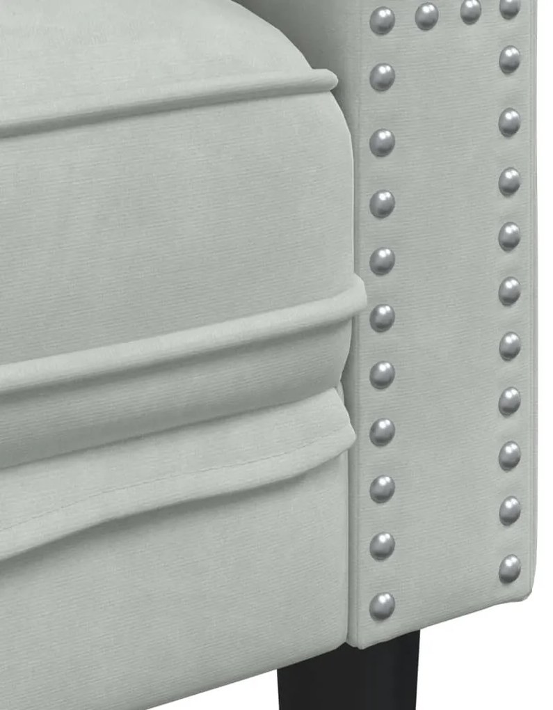 3 személyes világoszöld bársony Chesterfield kanapé párnákkal