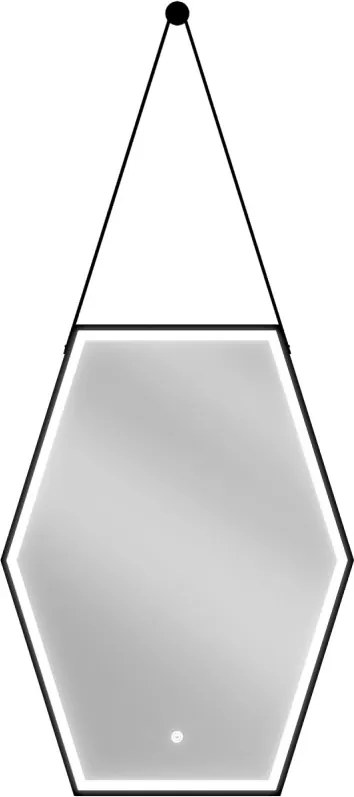 Mexen Orla megvilágított fürdőszobai tükör 60 x 80 cm, LED 6000K, páramentes, fekete keret - 9815-060-080-611-70