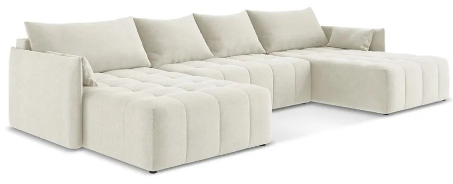 Bézs kinyitható-tárolóhelyes (U alakú) sarokkanapé Moku – Makamii