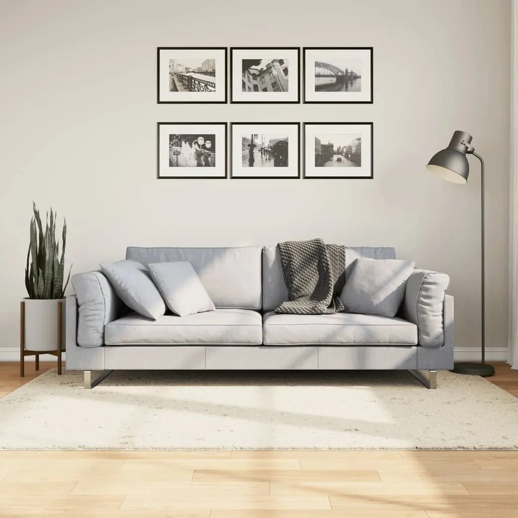 PAMPLONA krémszínű magas szálú bolyhos modern szőnyeg 140x200cm