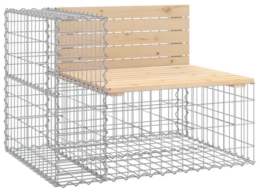 vidaXL tömör fenyőfa gabion kerti pad 92x71x65,5 cm