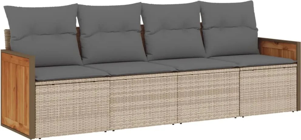 vidaXL 4 részes bézs polyrattan kerti ülőgarnitúra párnákkal