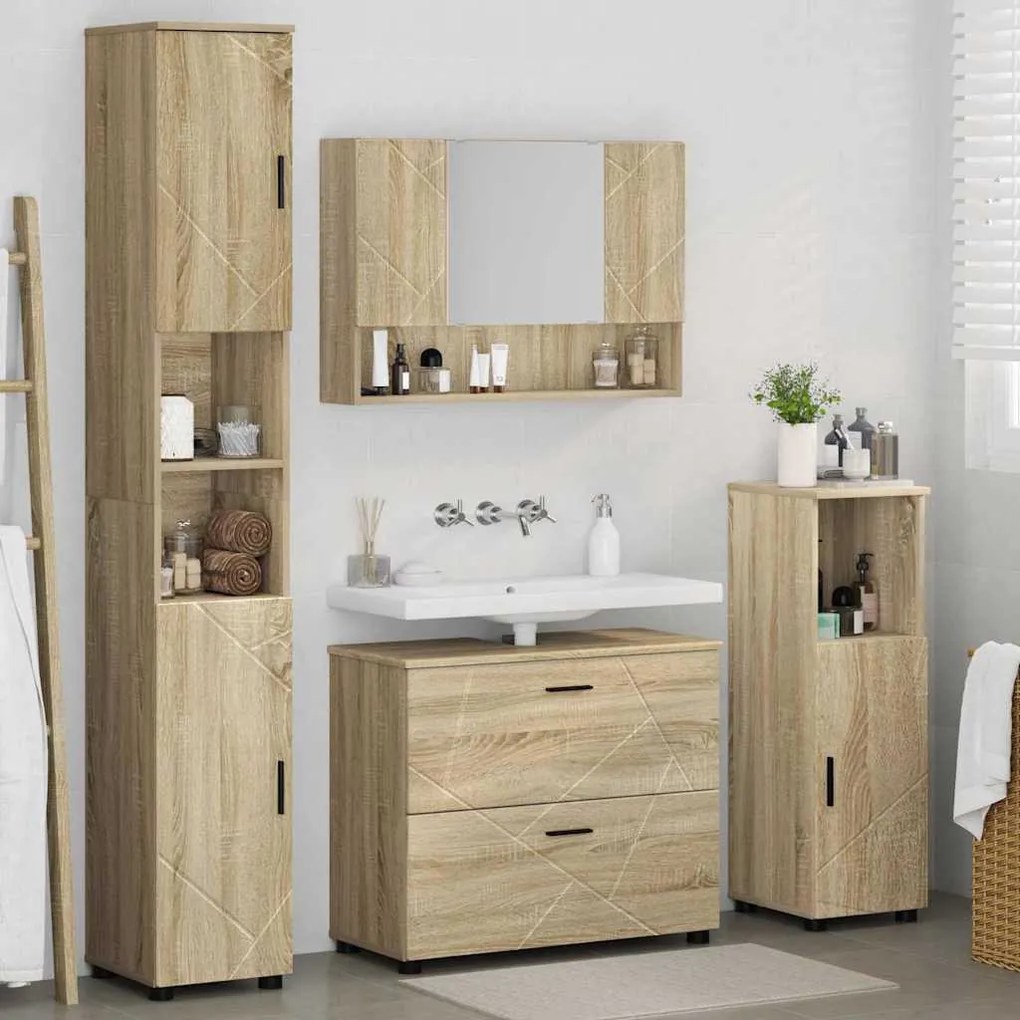 Fürdőszoba bútor szett 4 pcs sonoma tölgy 30 x 35 x 192 cm