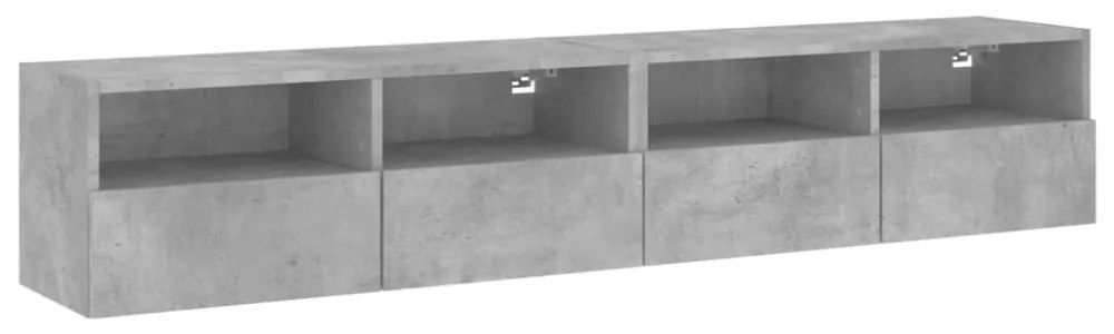 2 db betonszürke szerelt fa fali TV-szekrény 80 x 30 x 30 cm