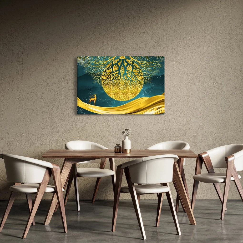Kép - absztrakció, arany táj (90x60 cm)