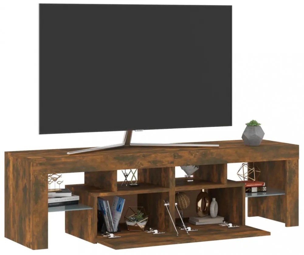 füstös tölgy színű TV-szekrény LED-lámpákkal 140 x 36,5 x 40 cm
