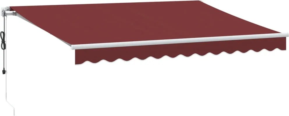 vidaXL burgundi vörös automata kihúzható LED-es napellenző 350x250 cm