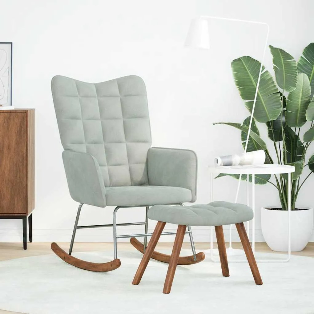 világosszürke bársony hintaszék ülőkével