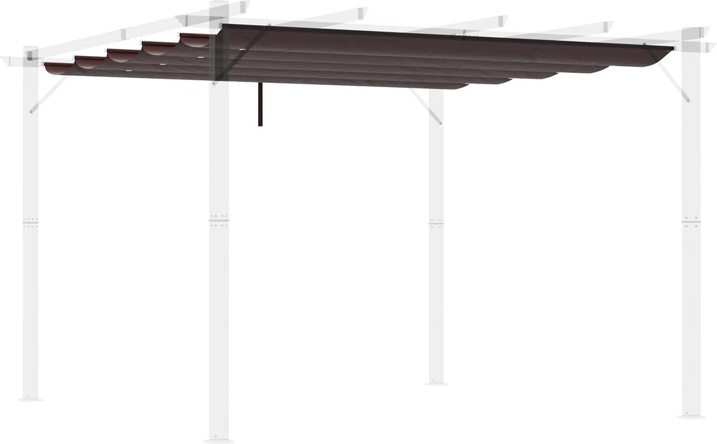 Outsunny 2.5x2.55m Pergola Napernyő Cserélhető Tető Napernyő Szövet Kerti Pavilonhoz, 10 Leeresztő Nyílással, Barna | Aosom