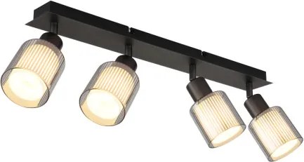 Globo 54456-4 Mennyezeti lámpa, matt fekete fém, krómozott/fehér üveg, HxSzxM: 560x80x186 mm, 4xE14 25W 230V izzók nélkül