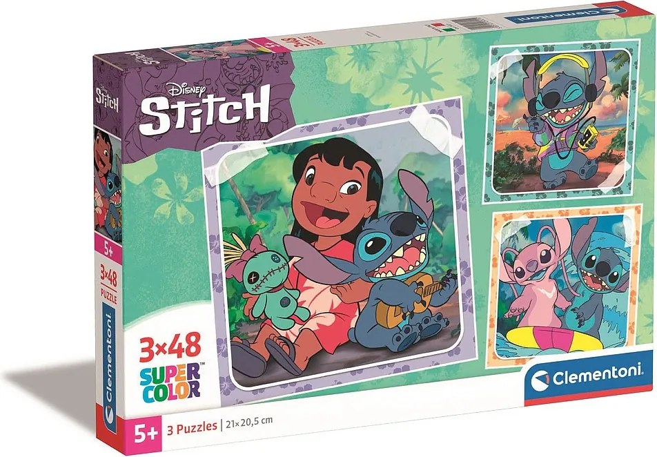 Disney Lilo és Stitch, A csillagkutya Playing the Guitar 3x48 db-os puzzle Clementoni