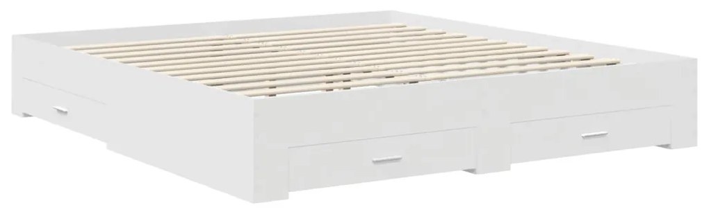 vidaXL Ágykeret fiókkal fejtámlával Fehér 180 x 200 cm Faanyag