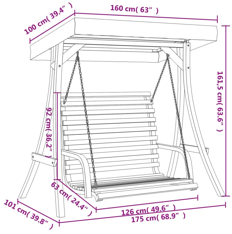 tömör lucfenyő baldachinos hintapad tíkfa kivitelezéssel