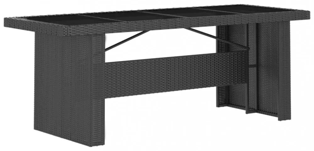 7 részes fekete polyrattan kültéri étkezőszett párnákkal