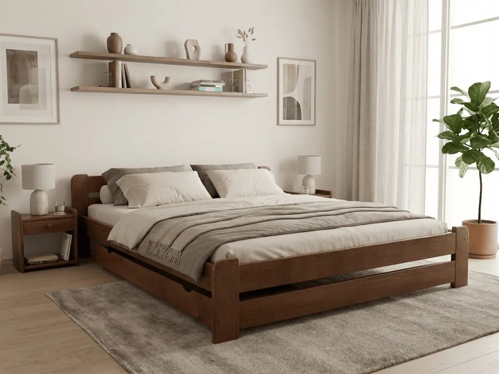 Laura ágy 160x200 cm, tölgyfa Ágyrács: Léces ágyrács, Matrac: Coco Maxi 20 cm matrac