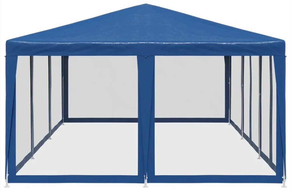 kék HDPE rendezvénysátor 10 hálós oldalfallal 6 x 4 m
