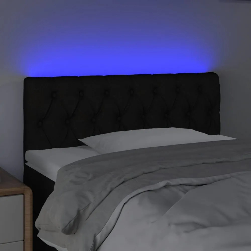 fekete szövet LED-es fejtámla 100 x 7 x 78/88 cm