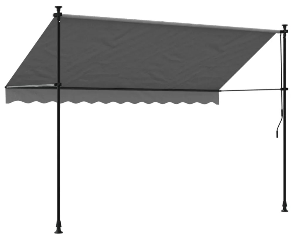 antracit szövet és acél feltekerhető napellenző 300 x 150 cm