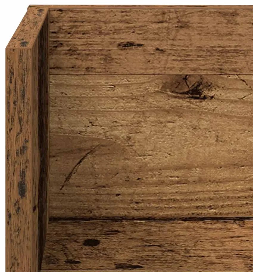 2 db antik fa színű szerelt fa fali polc 100x16,5x16,5 cm