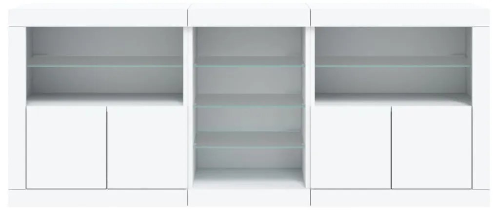 fehér tálalószekrény LED-világítással 162 x 37 x 67 cm