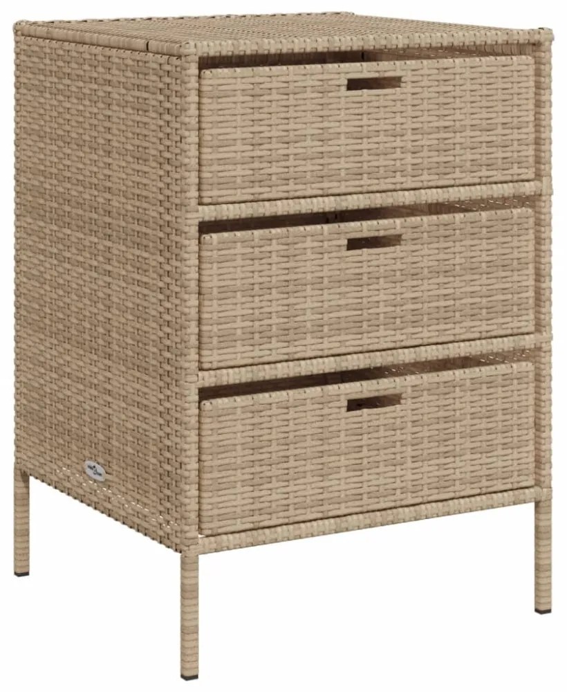 bézs polyrattan kerti tárolószekrény 55 x 59 x 80 cm