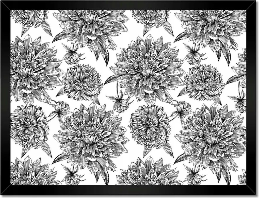 Poszterek keretben 40x30 Fekete-fehér grafika Virág