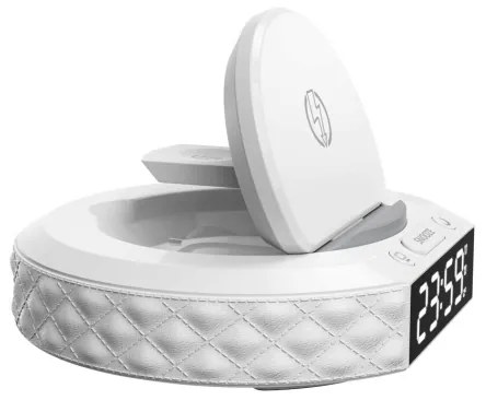 Immax 08983L - Ébresztő LCD-vel, 27W/9V Qi vezeték nélküli töltő, fehér