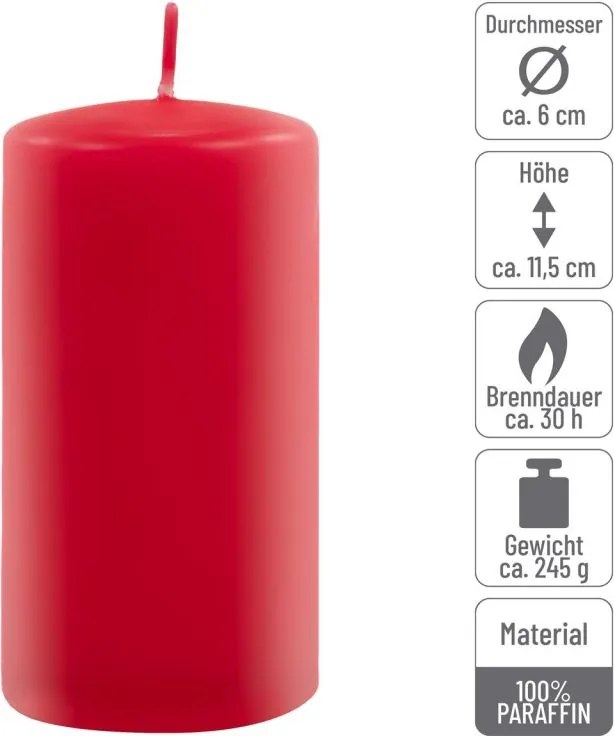 Gyertya készlet 11,5 cm Ø 6 cm 18 db piros