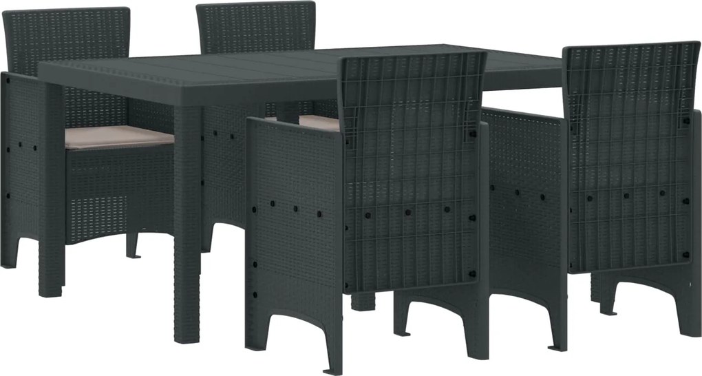 vidaXL Kert étkező szett 5 pcs Antracit Polt rattan