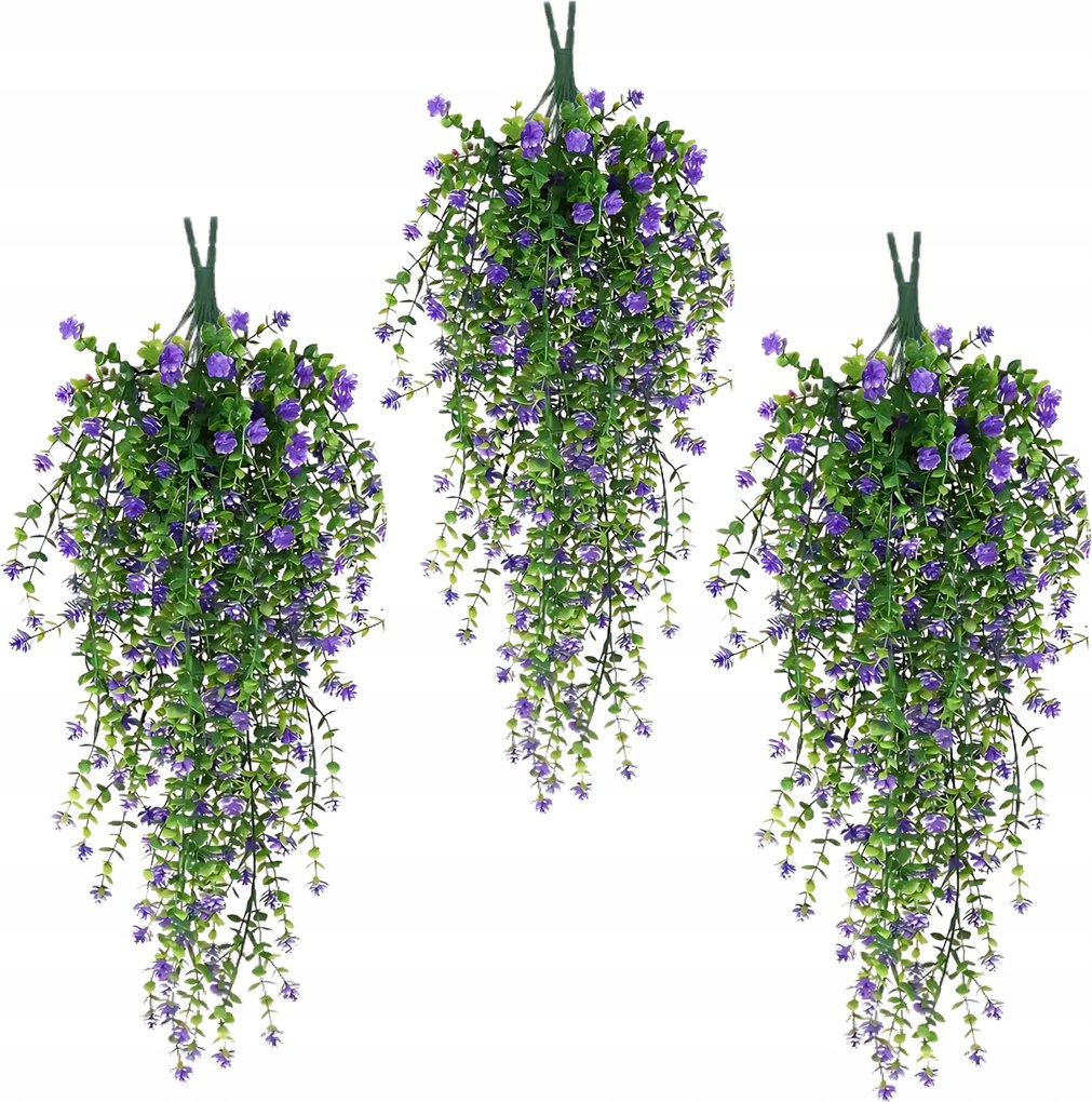 3 db Mű Virág Ág Függő Virágfüzér Borostyán Csokor