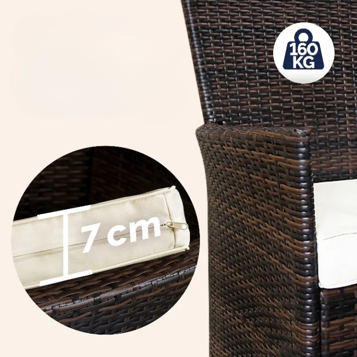 Casaria® Berlin 1+6 polyrattan kerti bútor szett - barna