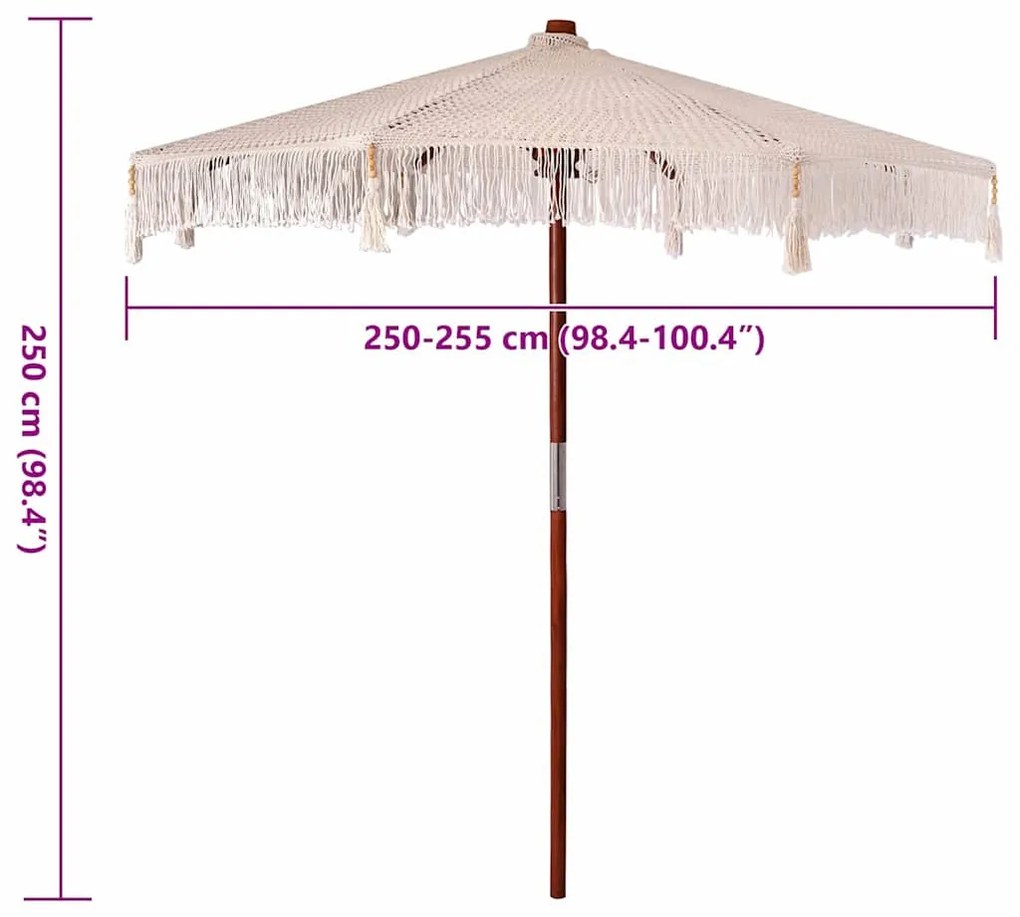 Napernyő Krém (250-255) x 250 cm Pamut és tömör fa