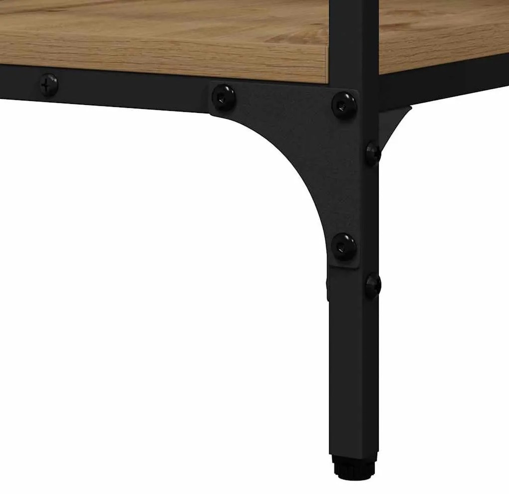 Konzolasztal polcokkal kézműves tölgy 100 x 32 x 75 cm Faanyag