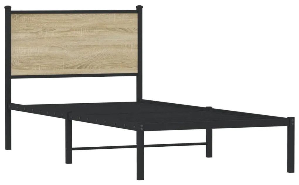 sonoma tölgy színű fém ágykeret matrac nélkül 90 x 200 cm