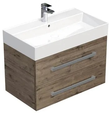 SAT Cube Way Fürdőszobaszekrény mosdóval 80x53x46 cm Wellington tölgy matt CUBE46802DWSAT