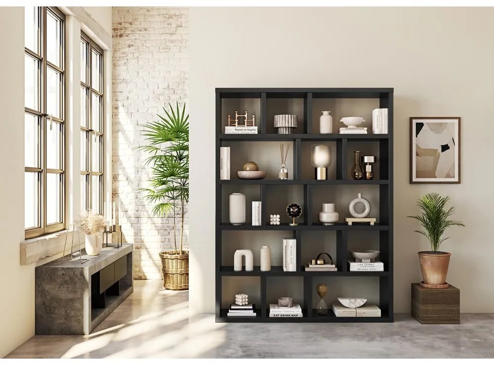 Fekete könyvespolc 150x198 cm Berlin – TemaHome