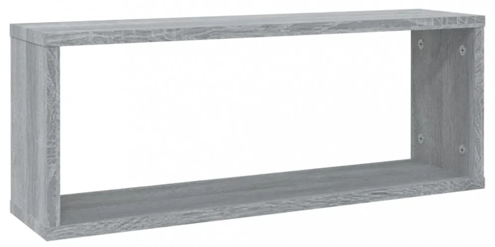 2 db szürke sonoma színű szerelt fa fali kockapolc 60x15x23 cm