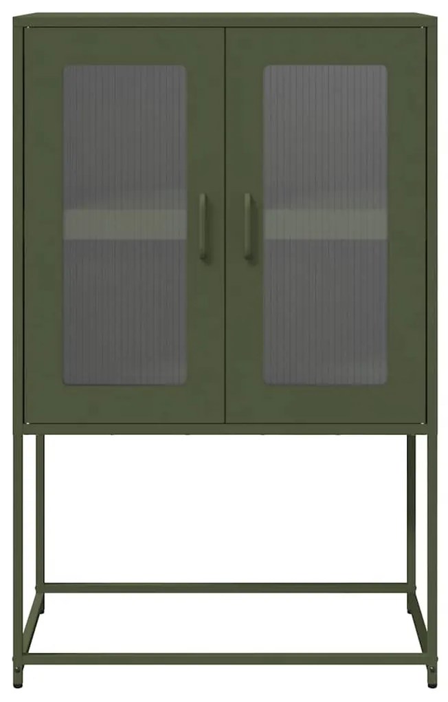 Highboard olívazöld 68x39x107 cm Acél
