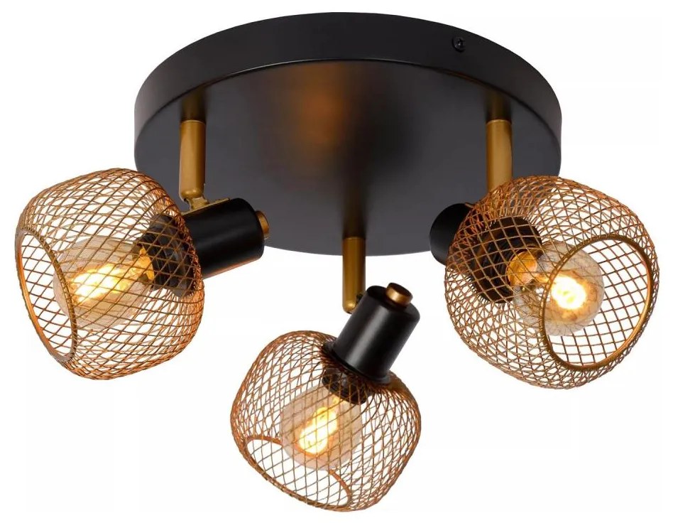 Lucide 77978/13/02 - Spotlámpa MAREN 3xE14/13W/230V fekete/réz