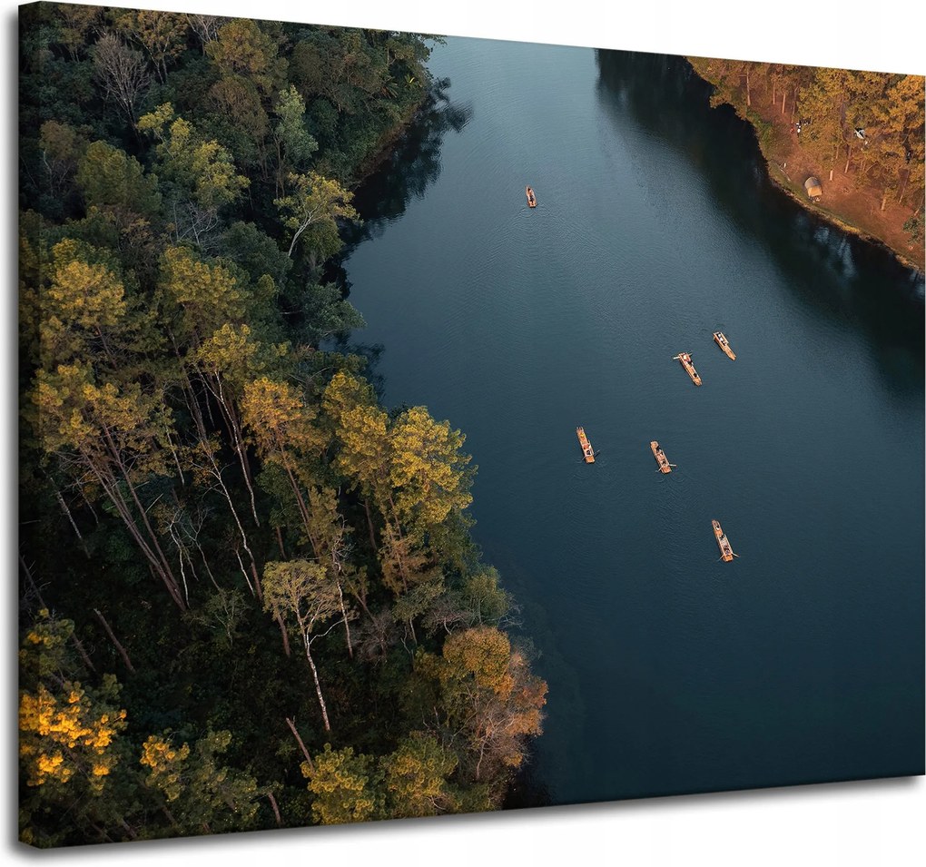 Vászonkép Kajak-kenu Erdő Folyó Természet 100x80 cm