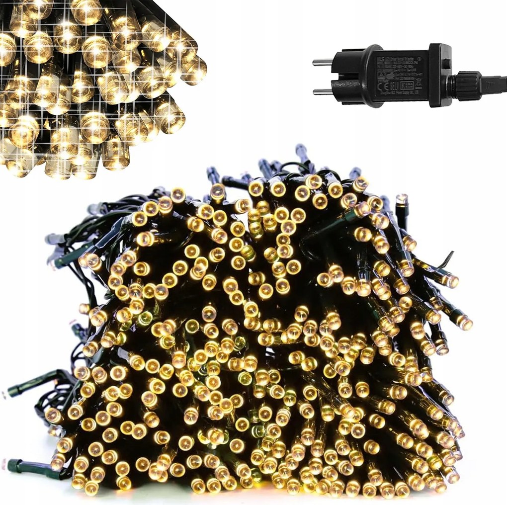 Erős Karácsonyfa Fényfüzér 600LED Kültéri Fehér Meleg 100M