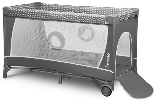 Lionelo - Utazóágy FLOWER, szürke, skandináv stílus